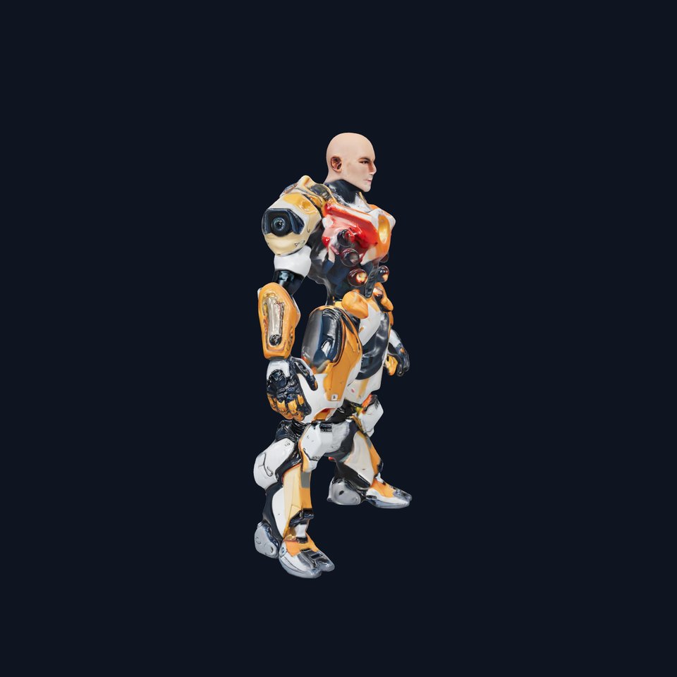 Futuristic Cyber Warrior Rigged and Animated